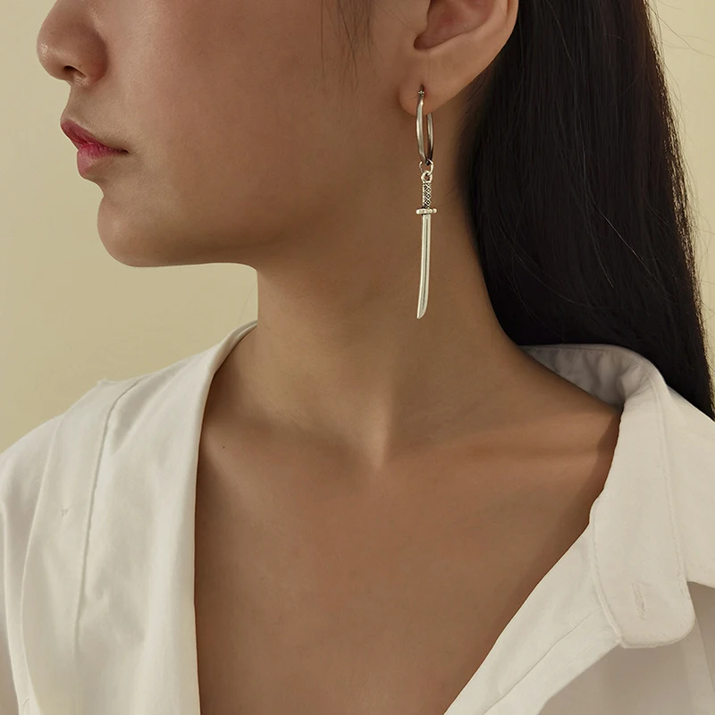 

Fashion Sword Shape Pendant Tassel Drop Dangle Earrings Stud Women Men Jewelry Accessories Trend Designer