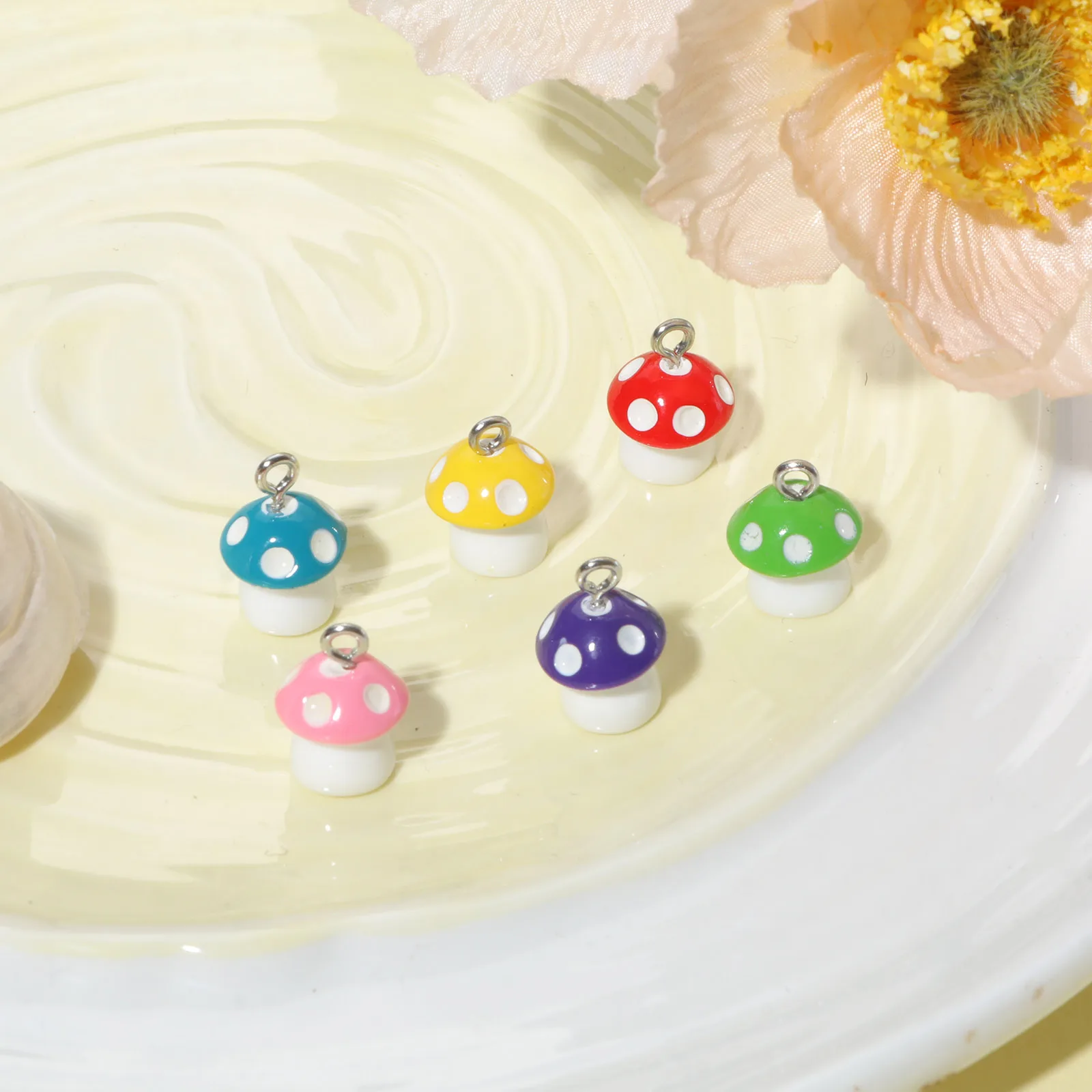 10 шт. Разноцветные Подвески в виде грибов 15 х12 мм