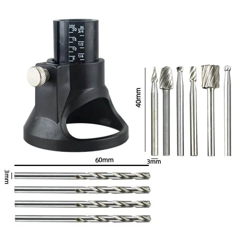 Направляющая Насадка Спиральное сверло Роторный фрезерный станок Набор инструментов для резьбы по дереву Специальный локатор Инструмент для работы по дереву для Dremel