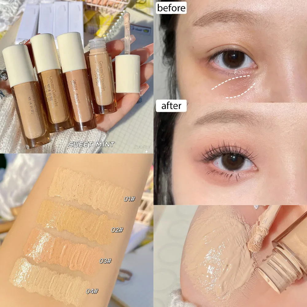 4 Colors Liquid Concealer Full Coverage Invisible Pores Moisturizer Foundation Cover Dark Circles Acne Marks Freckle Face Makeup