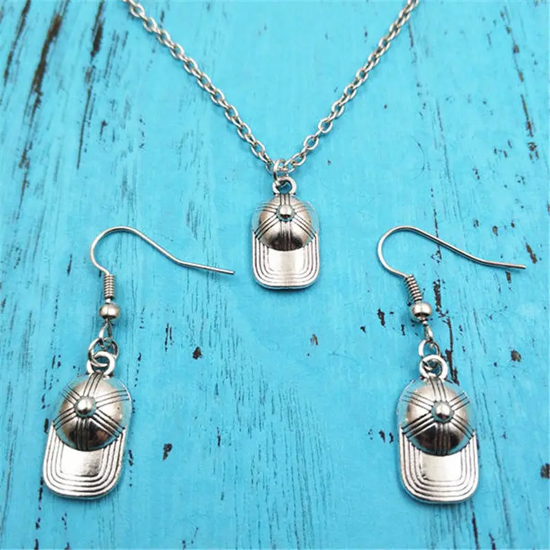 

Baseball Hat Beautiful Vintage Earring Necklace Sets Jewelry Set Antique,Fashion Women Christmas Birthday Girl Gifts