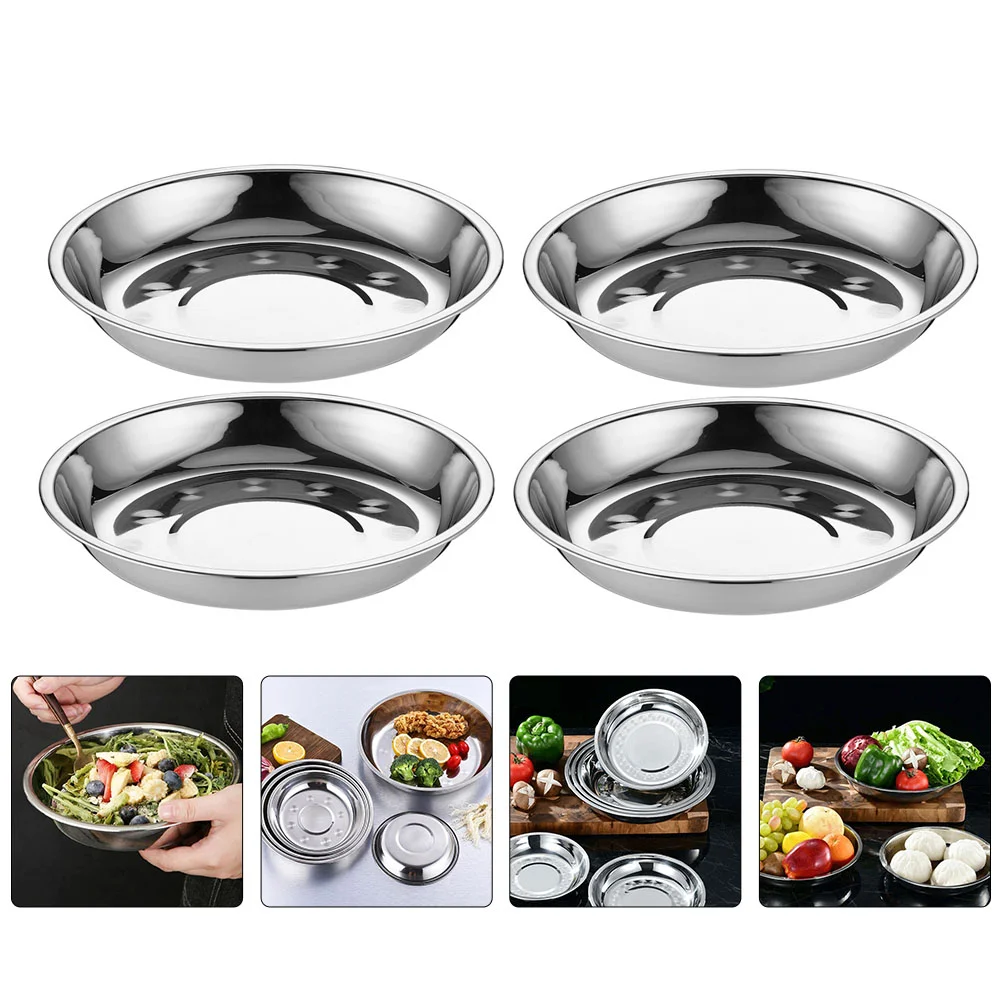 

6 Pcs Toddler Plates Snack Dish Round Cake Pan Tea Party Dishes Cake Decorating Set Stainless Steel Disc Salad Plate Fruits Tray