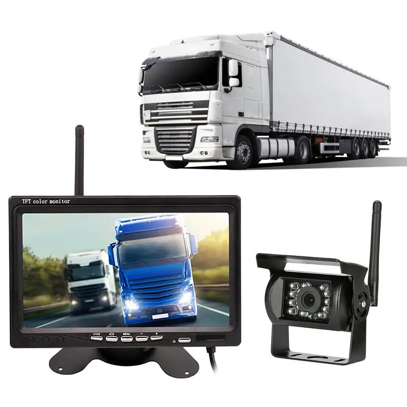 

7 Inch Wireless Car Monitor Screen Durable Car Reversing Camera Kit 18 Infrare Lights Night Vision Reverse Vehicle Reversing