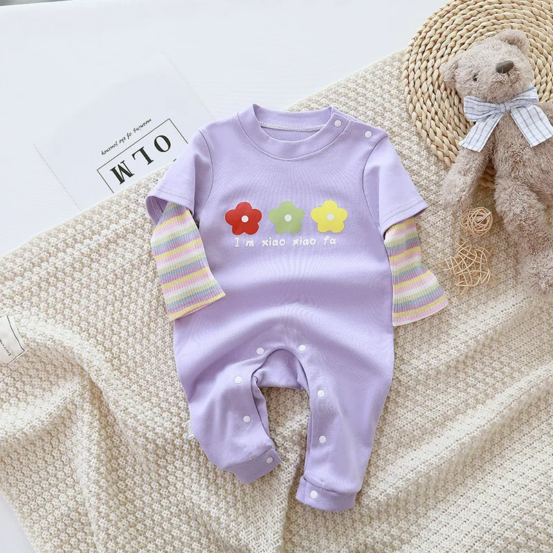 

Newborn Baby Rompers Long Sleeve Organic Cotton Infant Boys Girls Floral Print Onesie Spring Autumn Newborn Baby Clothes