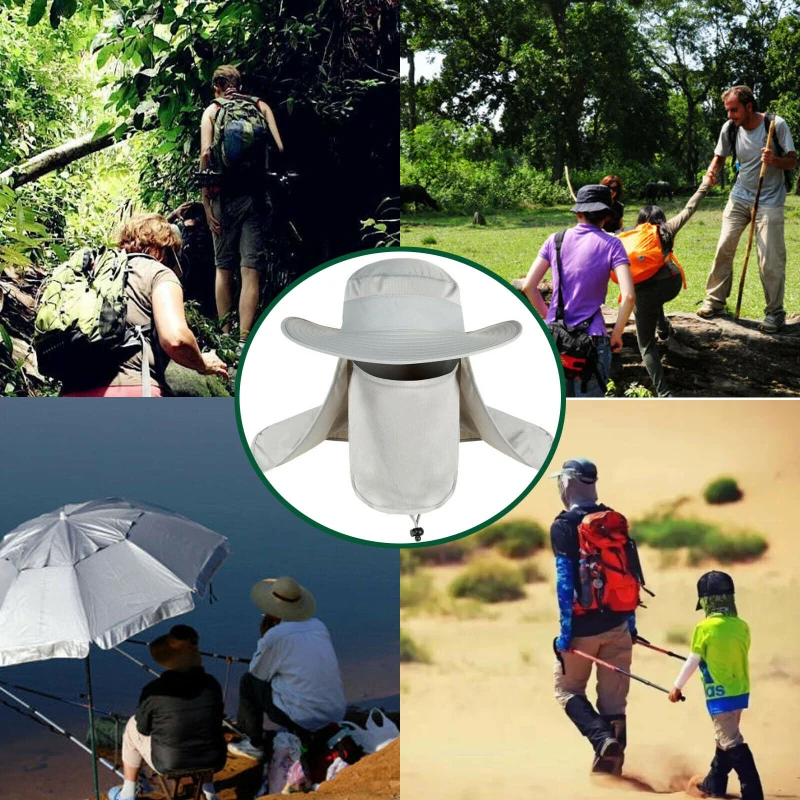 

Регулируемая шляпа от солнца для рыбалки на 360 °, шляпа для пеших прогулок и рыбалки, Спортивная шляпа от солнца для активного отдыха с защитой шеи и лицом, Уличное оборудование с широкими полями