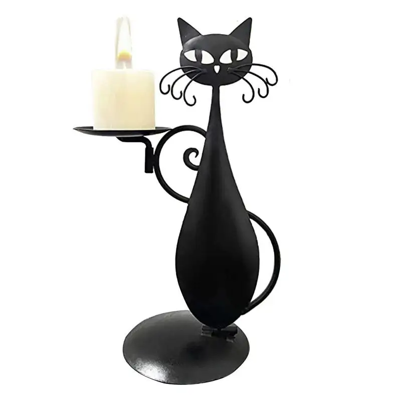 

Black Cat Candle Holder Metal Iron Crafts Candlestick Stand Modern Decorative Centerpiece For Table Mantel Birthdays