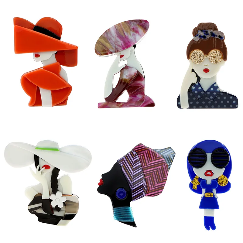 

2023 New Fashion Girl Portrait Brooch Pin for Women Handmade Clothing Accessories Personality Lady Corsage Gift Personality