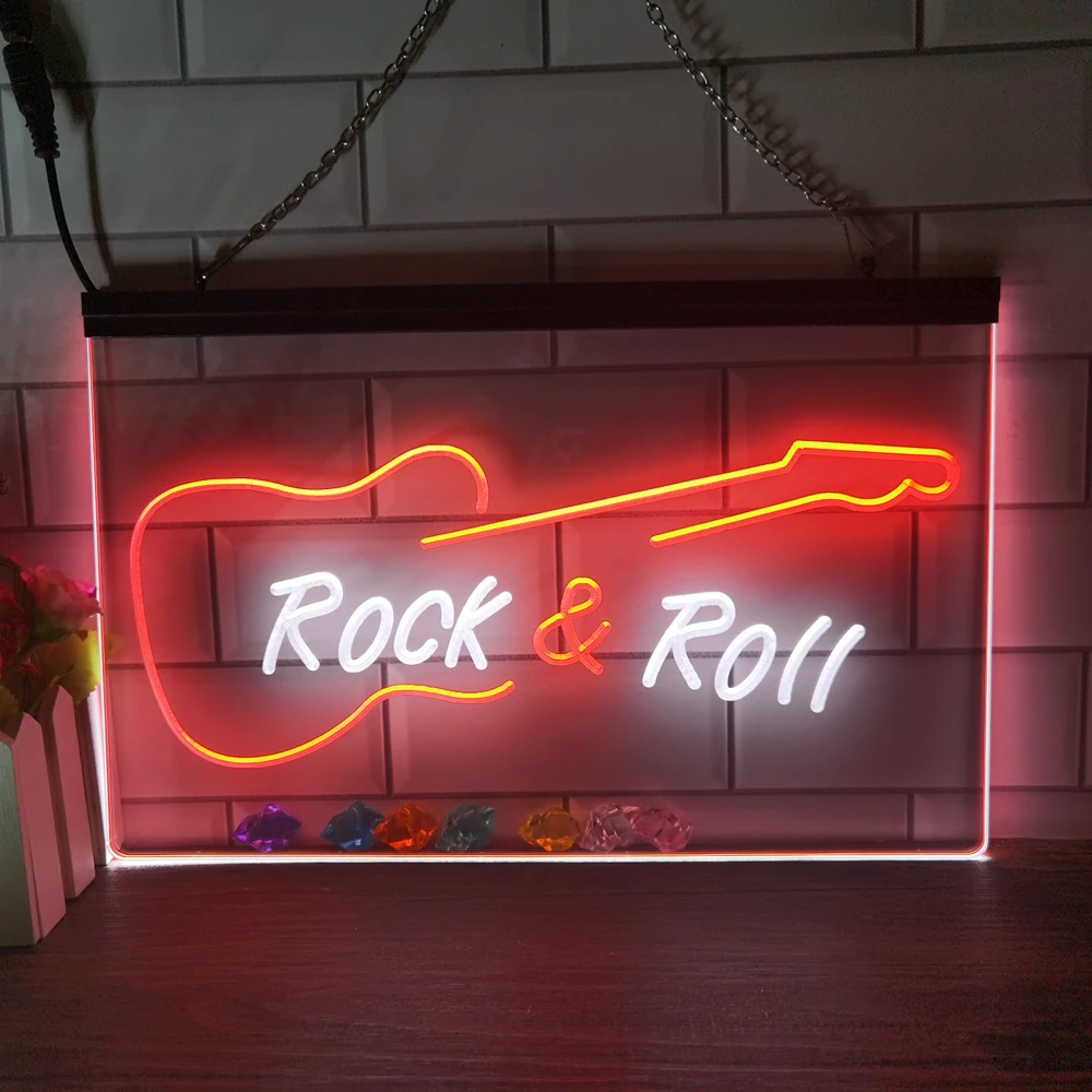 

Неоновая светодиодсветодиодный подсветка для гитары Rock and Roll, 2 цвета