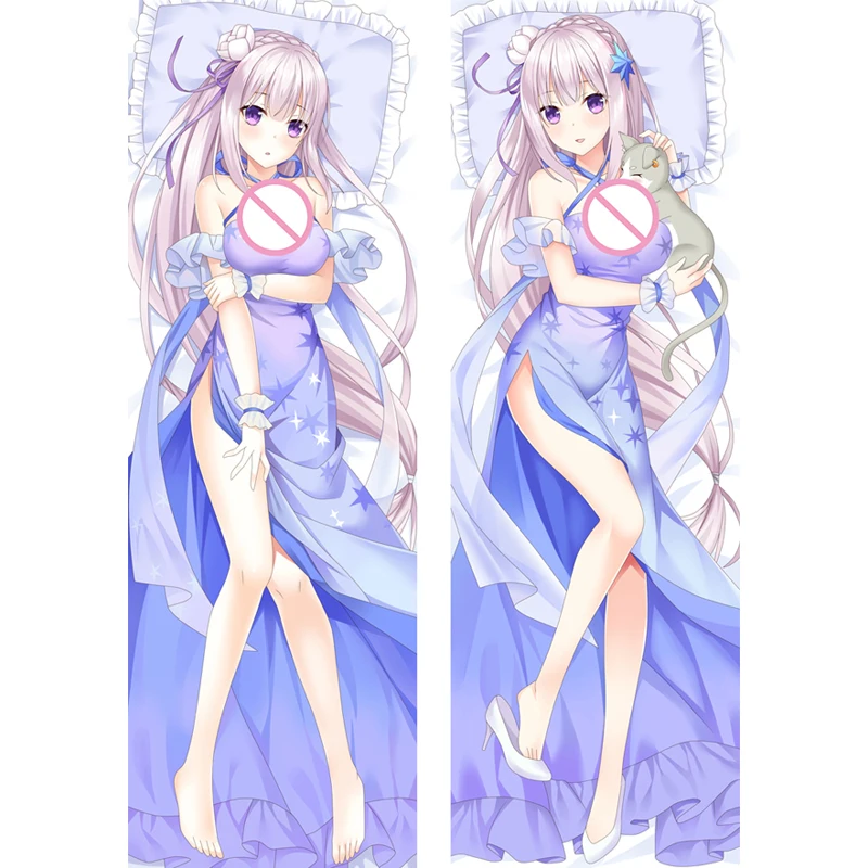 

Re:life In a Different World From Zero Cute Emilia Hugging Pillowcase Body Dakimakura Peach Skin Bedding Pillow Cushion Cover