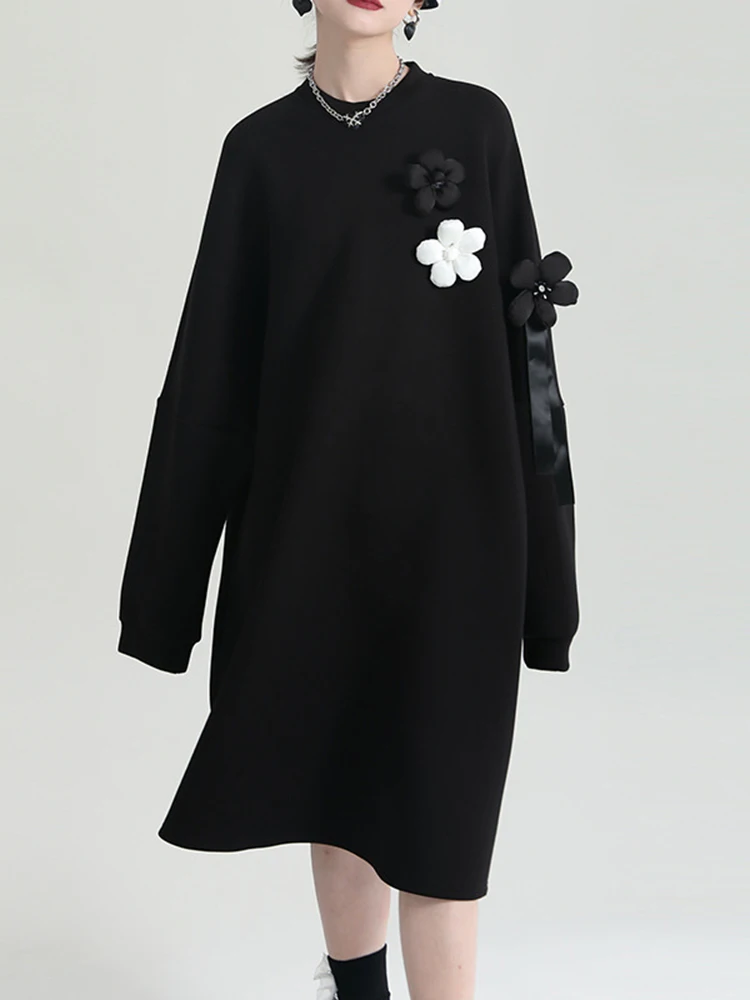 

New Fashion Dresses For Women Solid Color Pullover Loose Long Sleeve O Neck Women Dress Concise Casual Dress