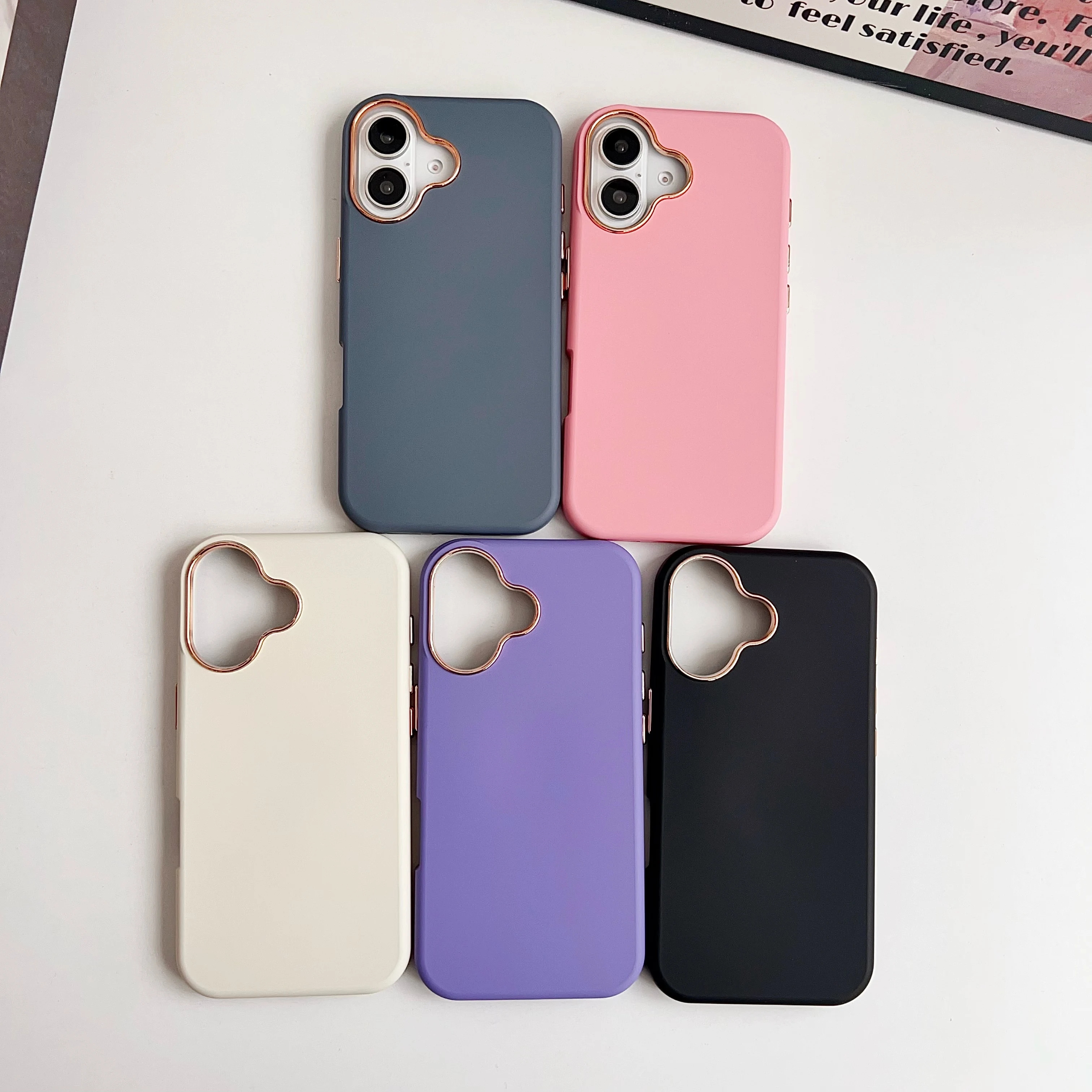 Модный матовый противоударный чехол-бампер Skinfeel 2 в 1 для iPhone 16 15 14 Pro Max 13 12 Plus