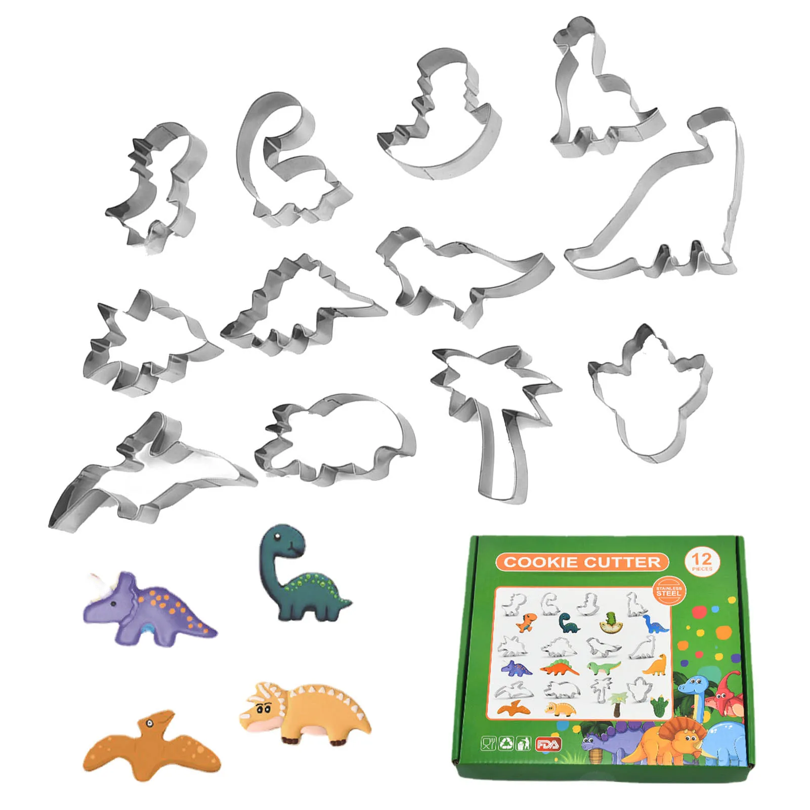 

Dinosaur Shaped Cookie Molds Set Portable Cookie Cutting Mold Fondant Tool For Pastry Biscuit Cake Baking Mold Funny DIY Mold