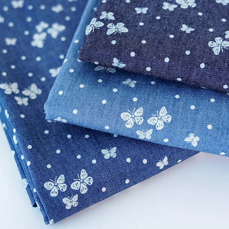 Летняя тонкая хлопковая юбка в полоску с бабочками и звездами для квилтинга