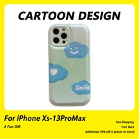 stylish cartoon cloud designed iphone case compatible with 13 12 11 pro max x xs xr 6 7 inch drop protection soft cover funda