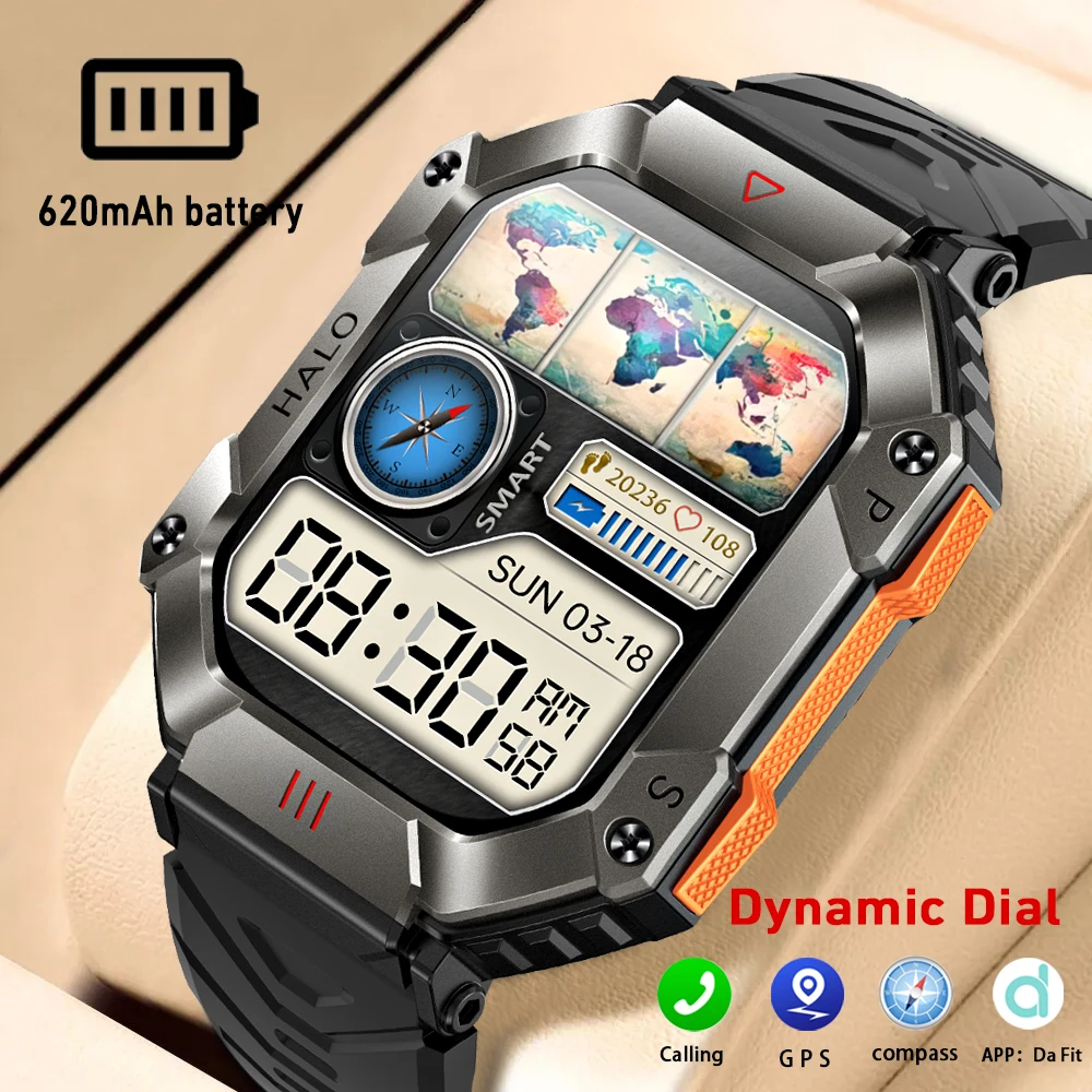 2023 Military Outdoor Smart Watch 2.0 inch 650 mAh Large Bat