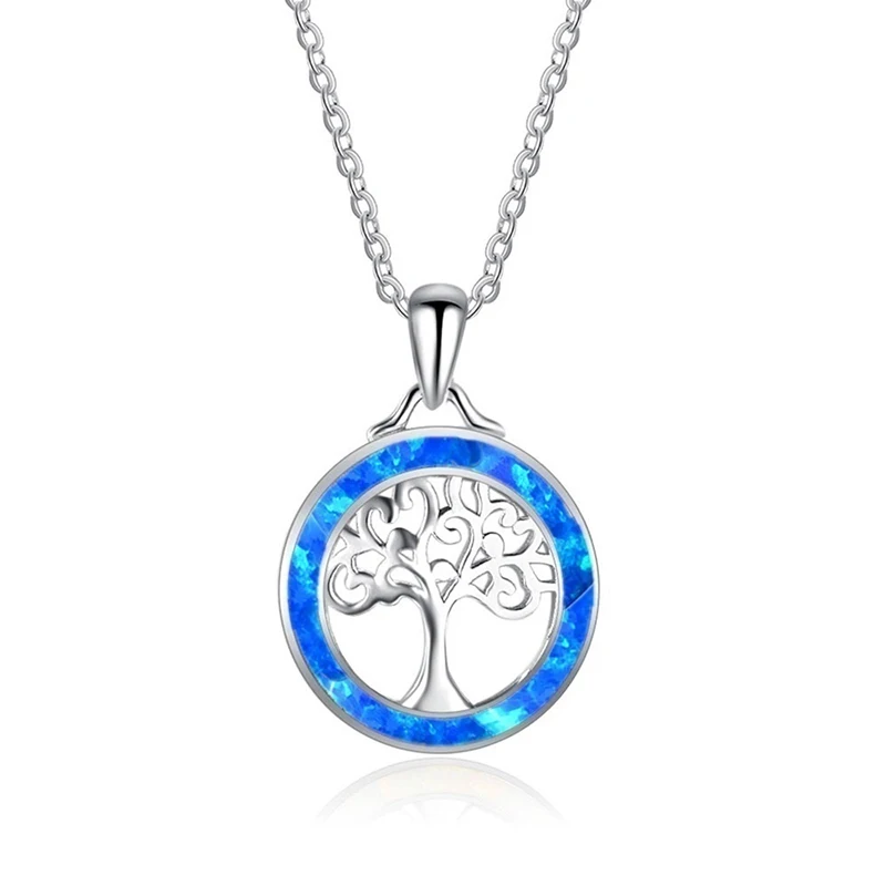 Модное женское ожерелье с подвеской в виде дерева жизни искусственным зеленым