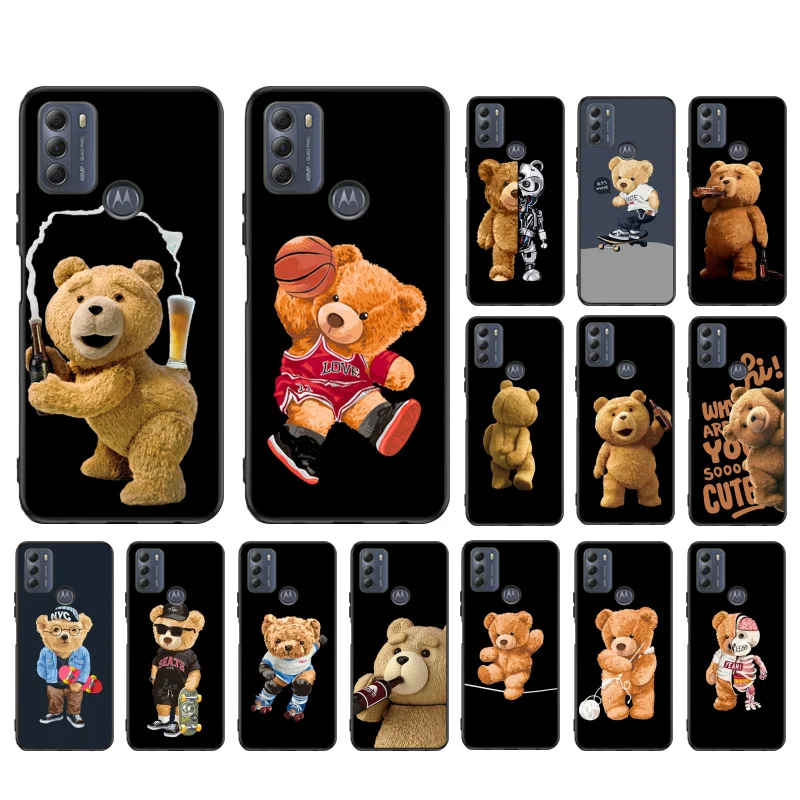 

Cartoon Teddy Bear Beer Case for Motorola Moto Edge 20 Edge 20 Lite E7 Power E40 E20 One Action G10 G Play G22 G52 G60 E32 G8