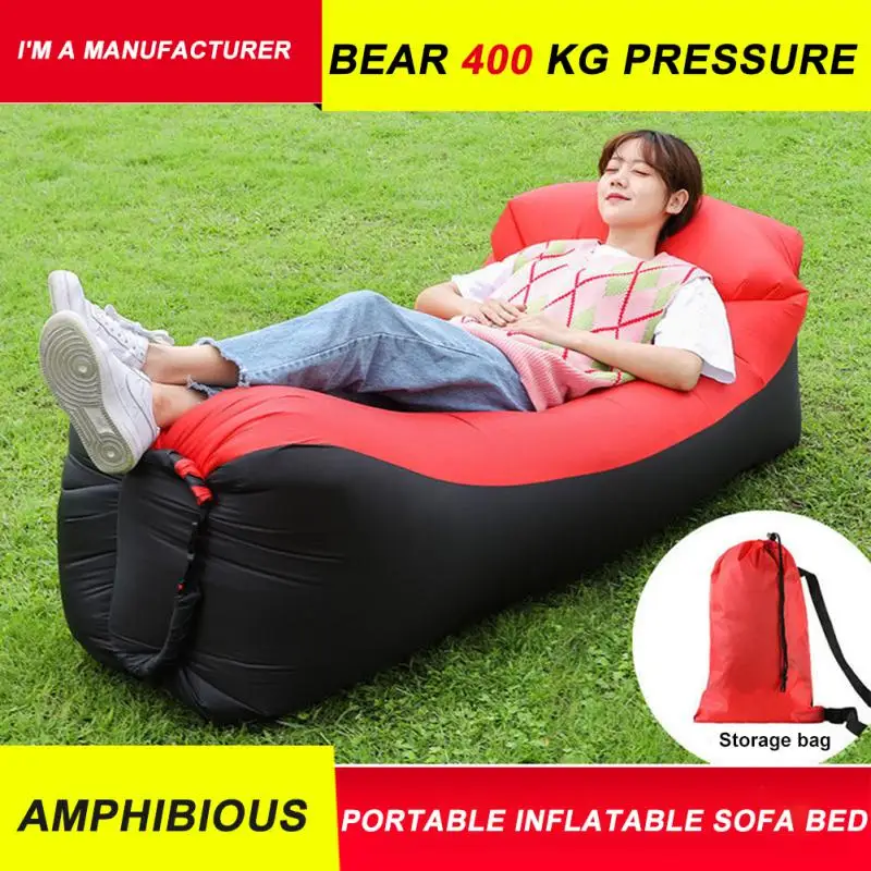 

Portable Air Sofa Bed Beach Camping Inflatable Sofa Folding Sleeping Bag Outdoor Indoor Air Cushion Chair Swimming Water Air Bed