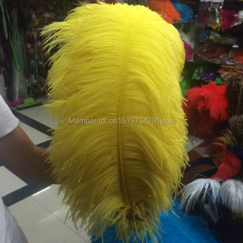 

wholesale Quality 10pcs perfect natural Large feathers yellow ostrich feather 26-28inch / 65-70cm decoration diy wedding