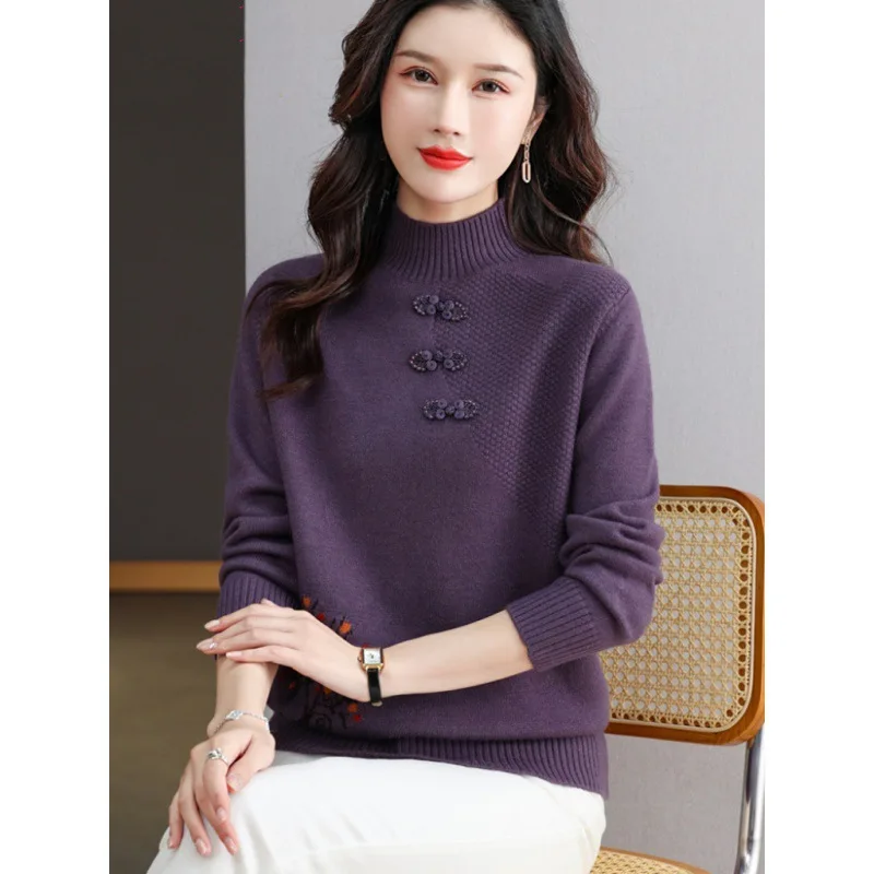 Винтажный шерстяной пуловер с половиной шеи осенью и зимой новый кашемировый