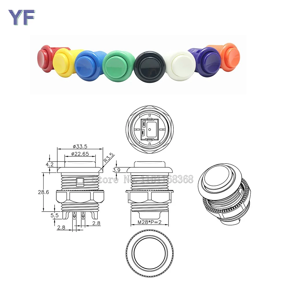 5 шт. Baolian аркадная кнопка 28 мм новая вогнутая круглая (нейлон) аксессуары для