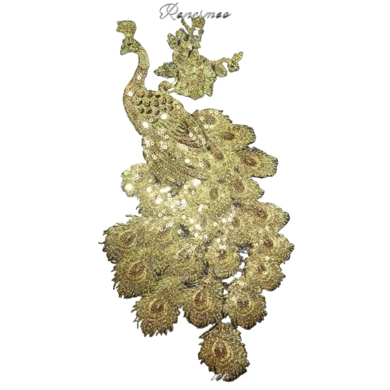 1 шт. золотые блестки аппликация Феникса вышивка одежды тканевая наклейка