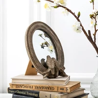 old school vintage makeup mirror compact aesthetic makeup mirror parrot cosmetic dresser decoration chambre room decoration