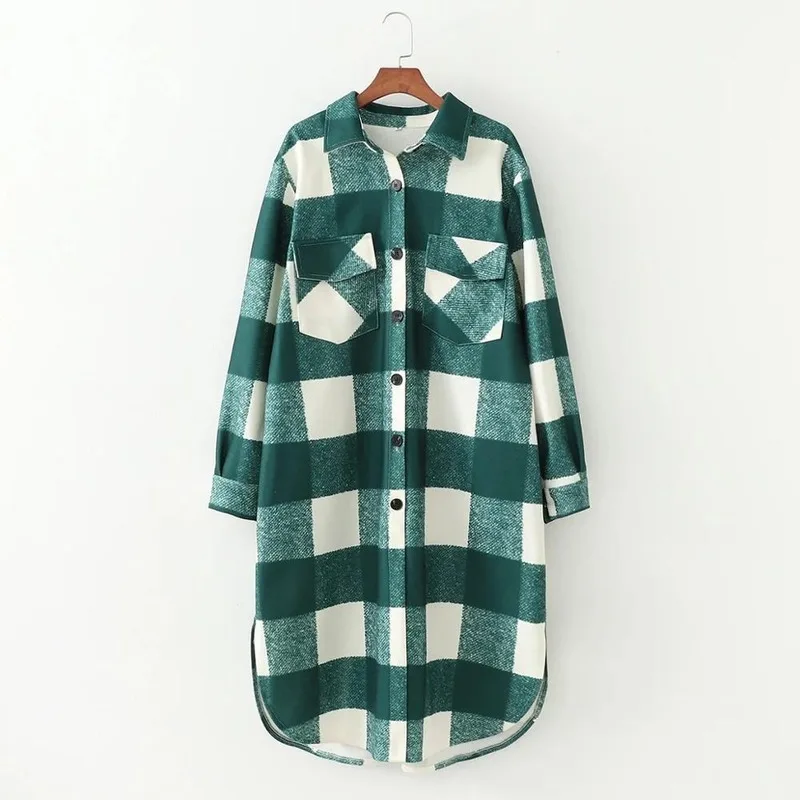 

Women Winter Oversized Coat Long Checked Casual Fashion Chic Women Jackets Long Windbreaker Outfits Vintage Fall Clothing
