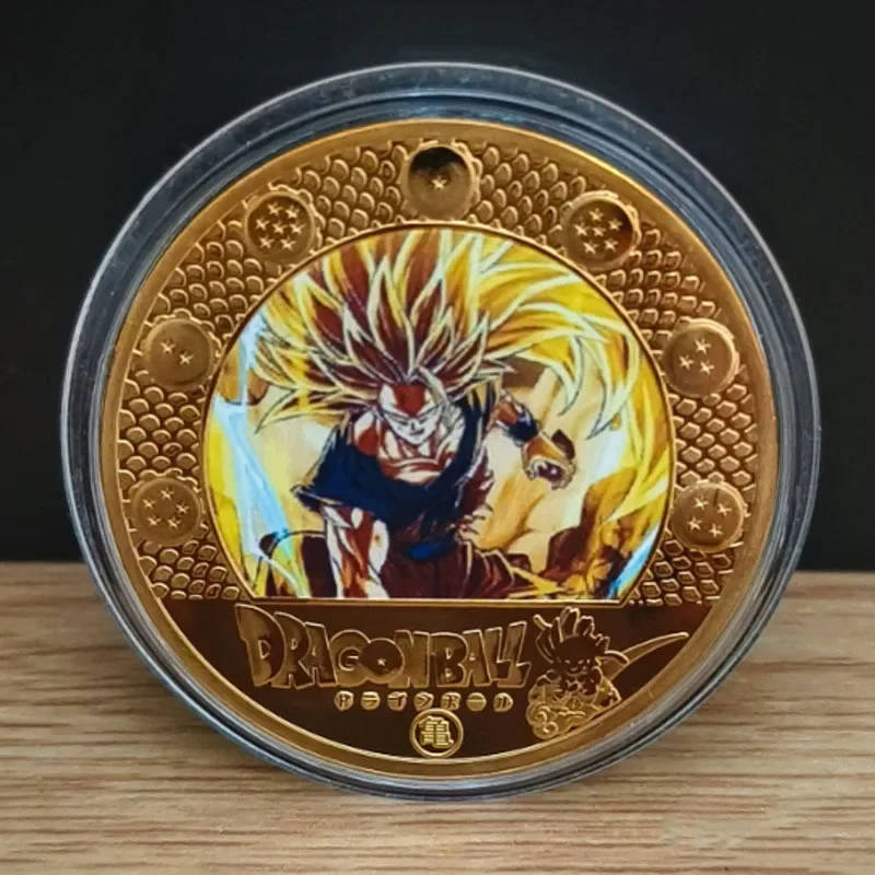 Золотая металлическая монета Dragon Ball Super Saiyan коллекция аниме памятная детская