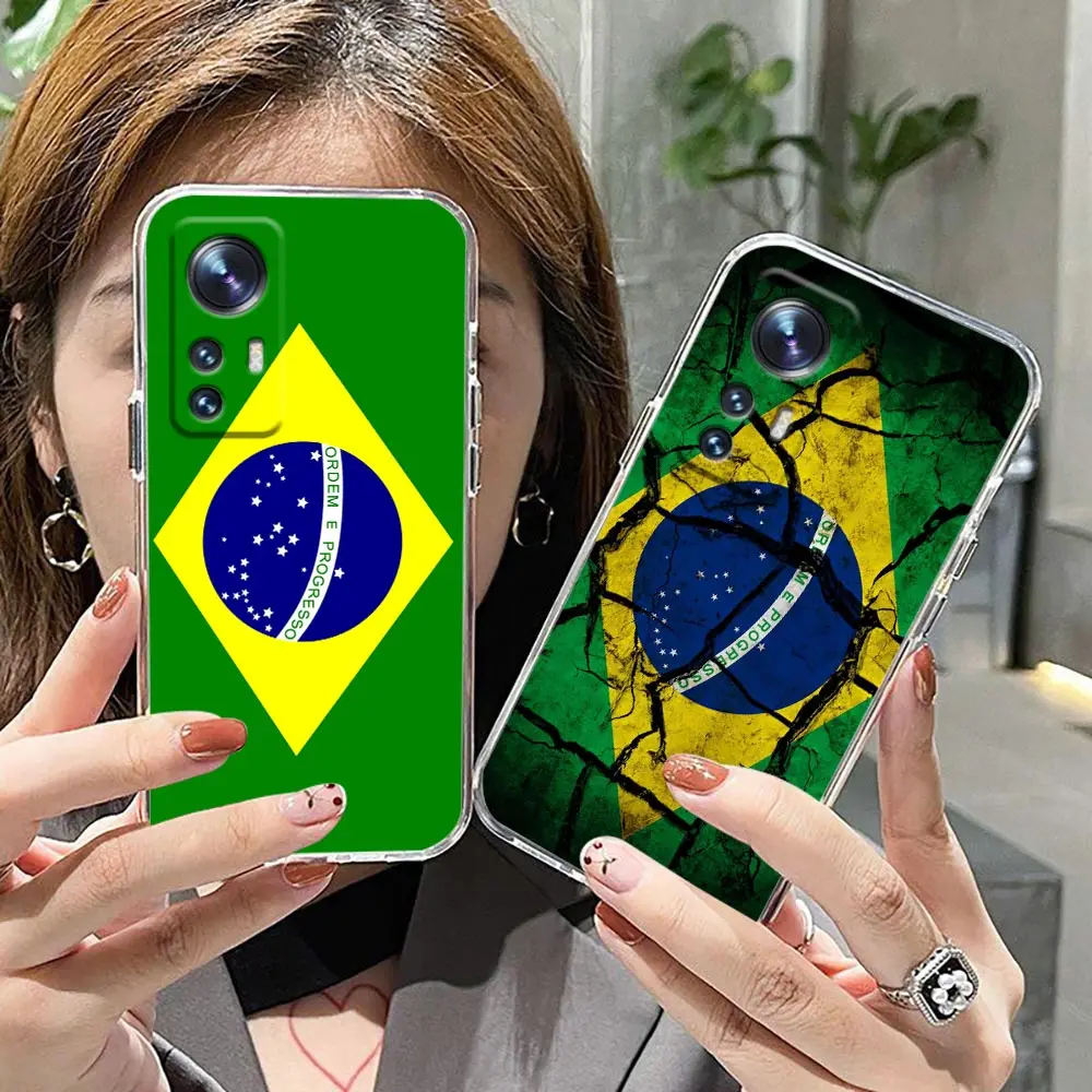 

National Flag Of Brazil Clear Case For Xiaomi Poco X3 NFC F3 M3 F1 Mi 9T 11 11T 11X 10 10T 12 12X Pro Note 10 Lite 5G Funda Case