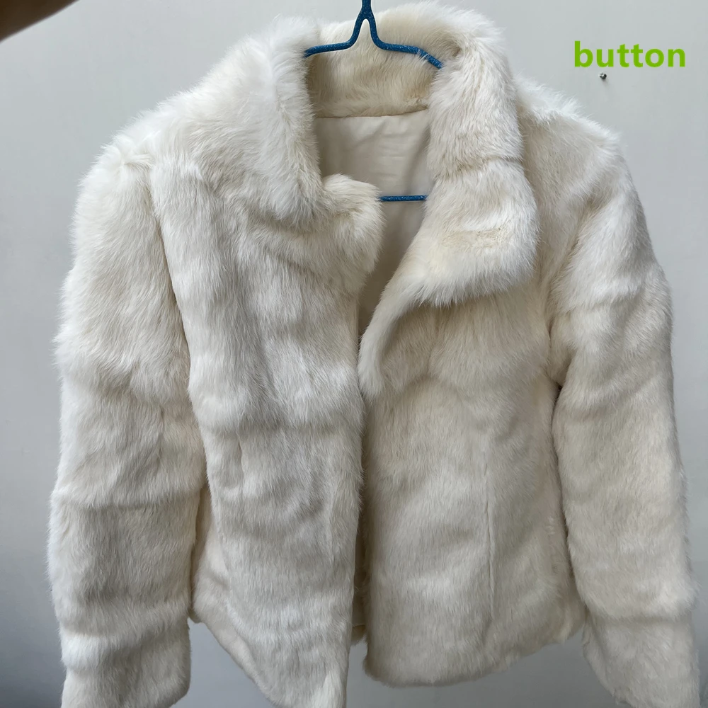 Casacos de pele de coelho genuíno feminino sólido gola rex casaco de pele de coelho inverno moda real casacos de pele cores enlarge