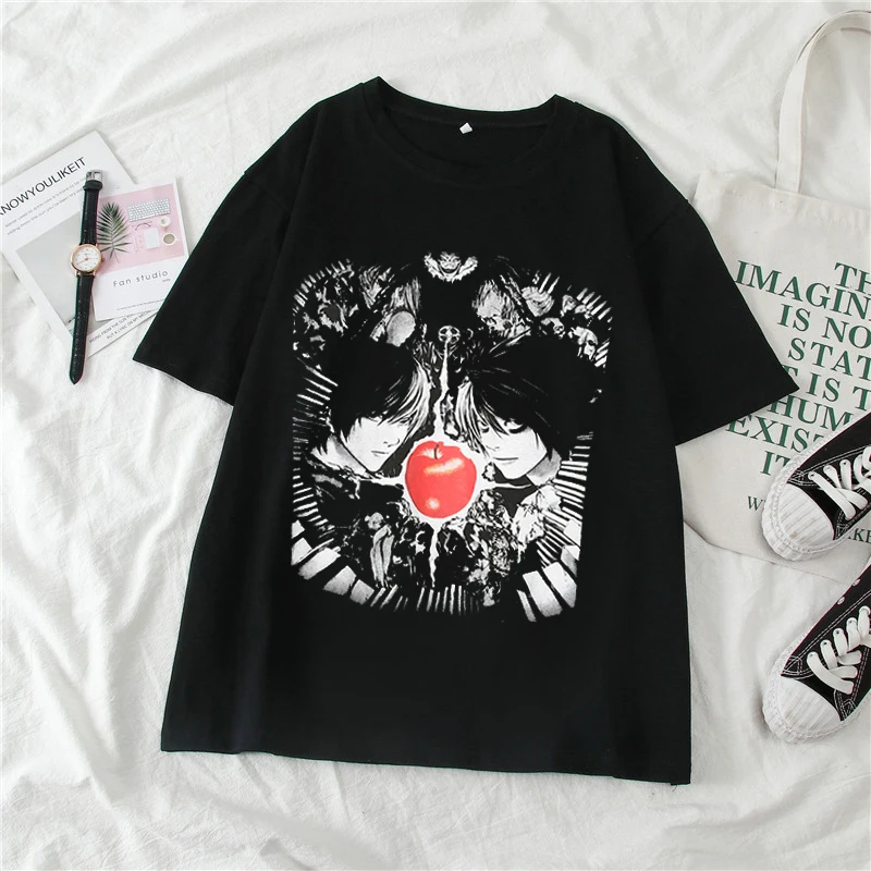 Women T Shirt Anime Death Note Oversized T Shirt Unisex Harajuku Style Vintage Washed Tshirts Streetwear Funny Summer Y2k Tops images - 6