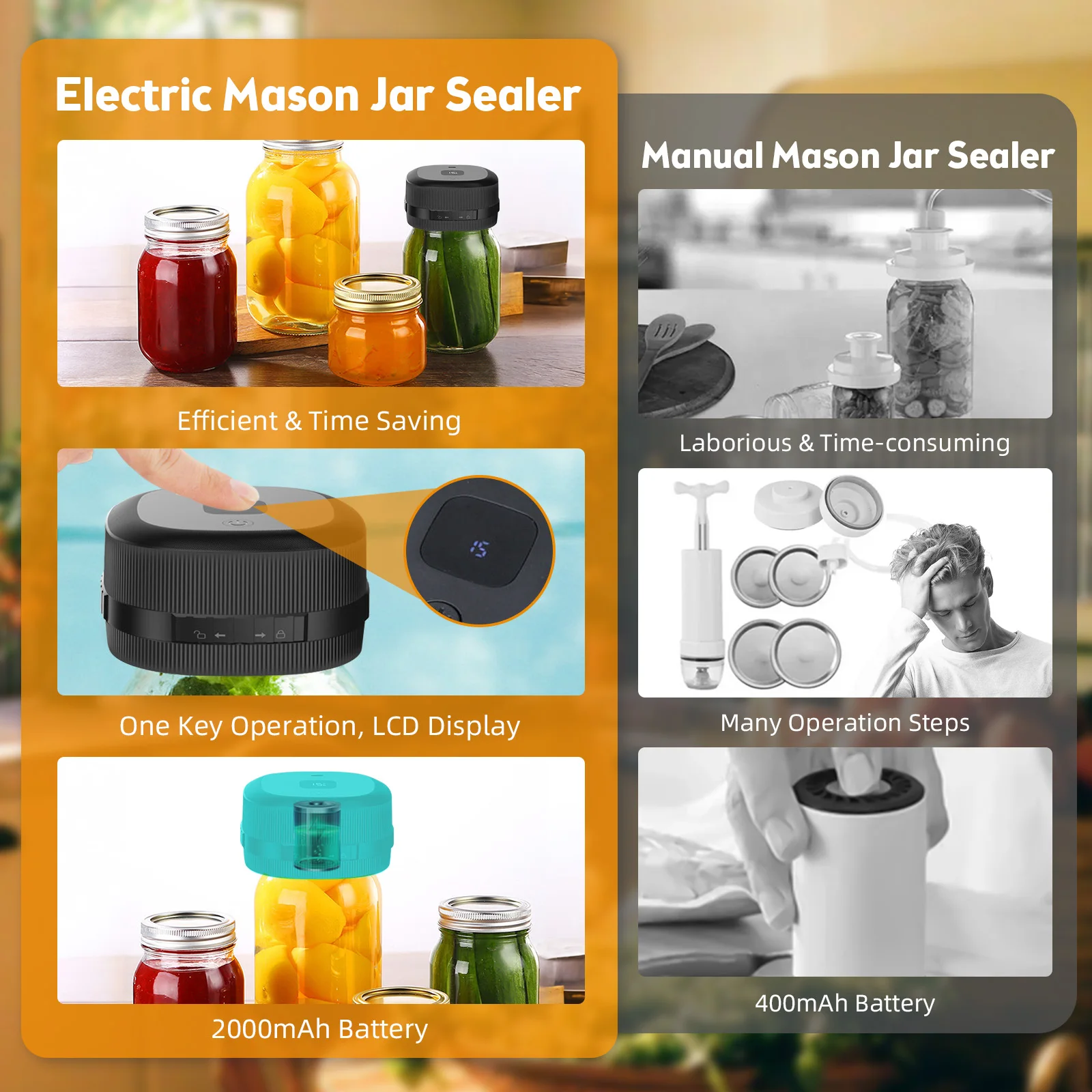 Электрический Вакуумный Упаковщик Mason Jar 60 кПа