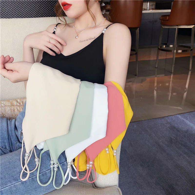 

Майка женская атласная тонкая однотонная, пикантный топ на бретелях, базовая Облегающая рубашка без рукавов, майка с бисером, лето 2022