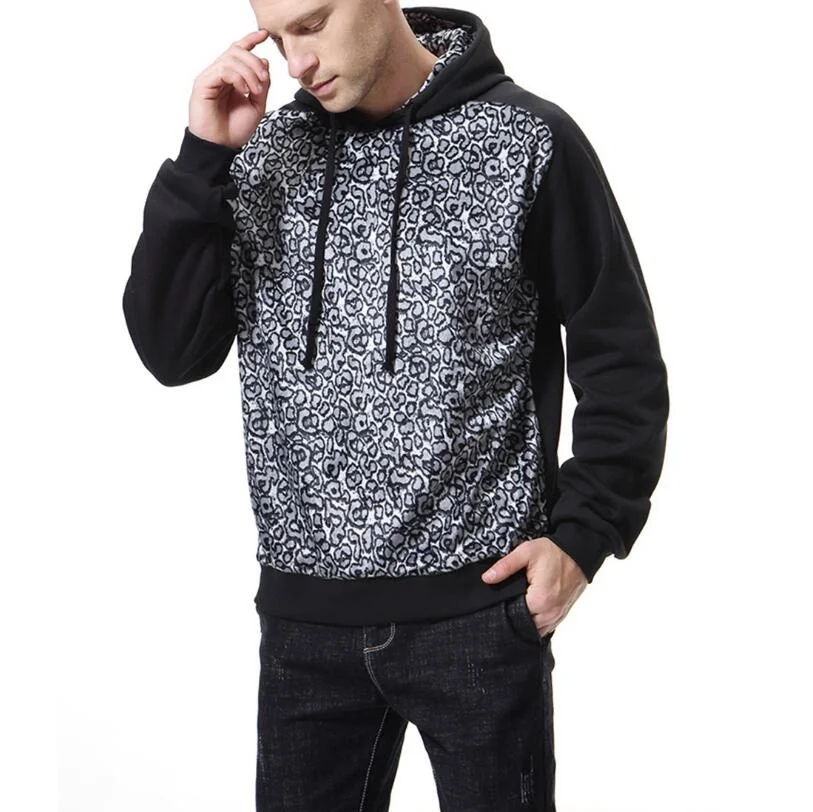 

Hot New Brand Turtleneck Hoodies Men Hooded Sweatshirts Winter Fashion Leopard Sportswear jacket Men's Pullover Slim Tracksuits