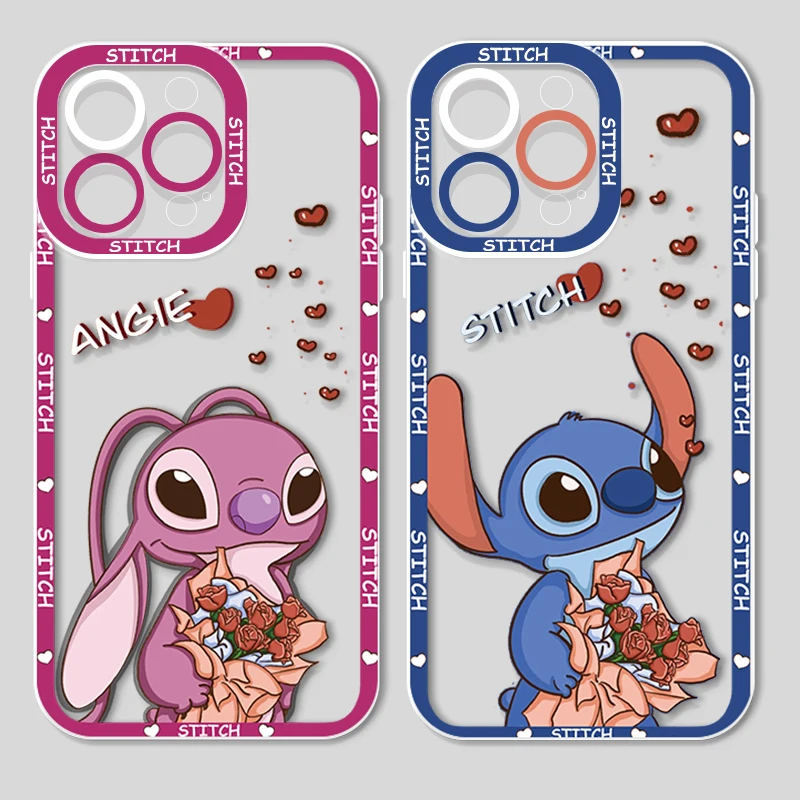 

Stitch Lilo Anime For Apple iPhone 14 13 12 11 X XR XS MAX 8 7 6 Pro Plus Angel Eyes Transparent Soft Phone Case Coque Capa