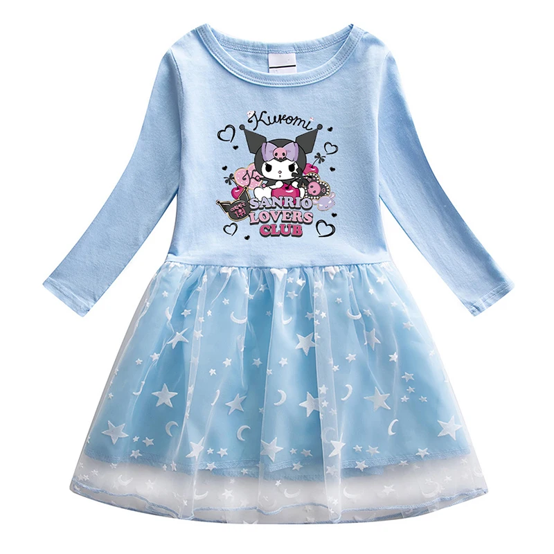 

Женское платье с длинным рукавом Sanrios, Осеннее милое платье принцессы с рисунком героев мультфильмов, детская одежда, газовая юбка
