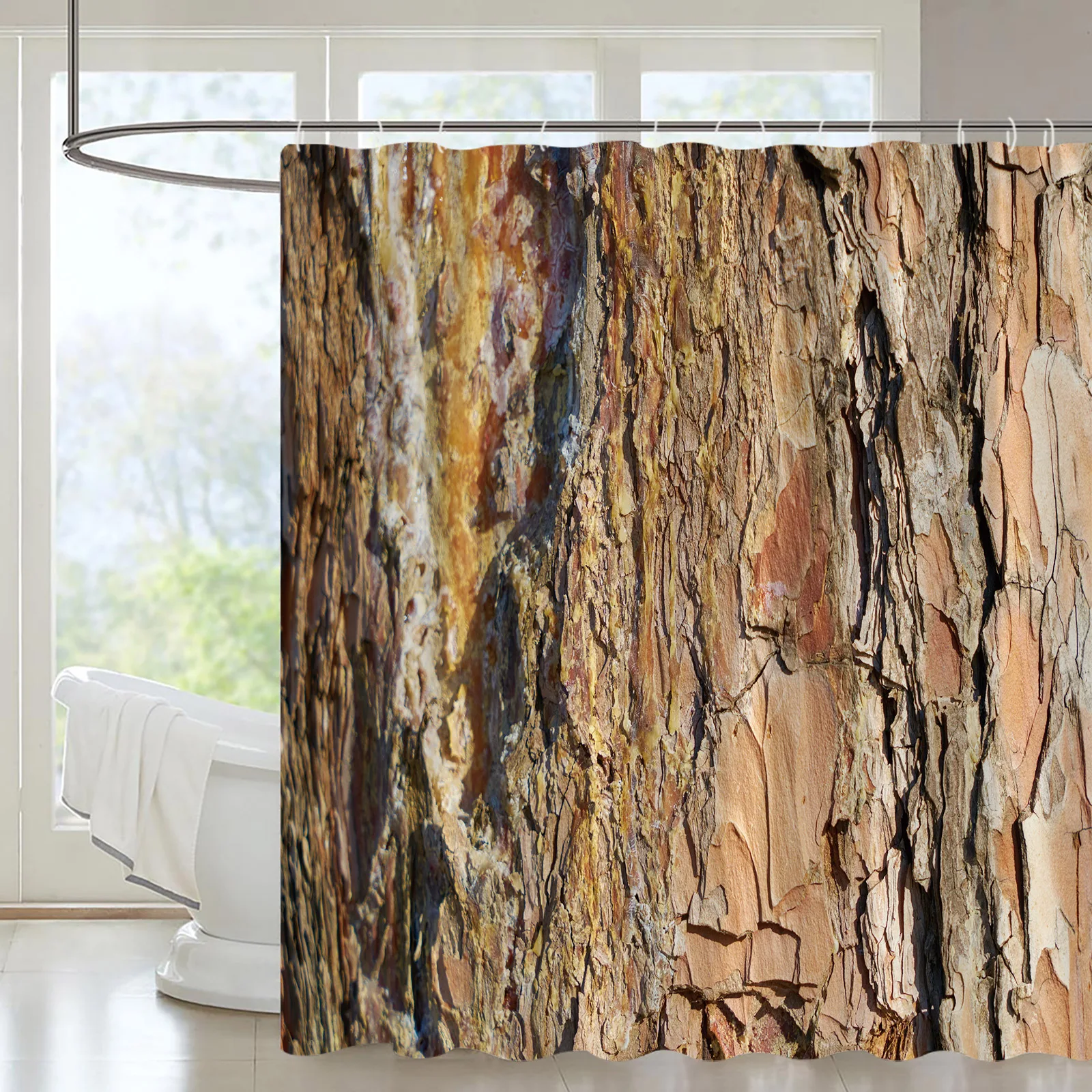 

Занавеска для душа в стиле ретро, водонепроницаемая декоративная занавеска из полиэстера, с плетением под дерево, с крючками, в ванную комна...