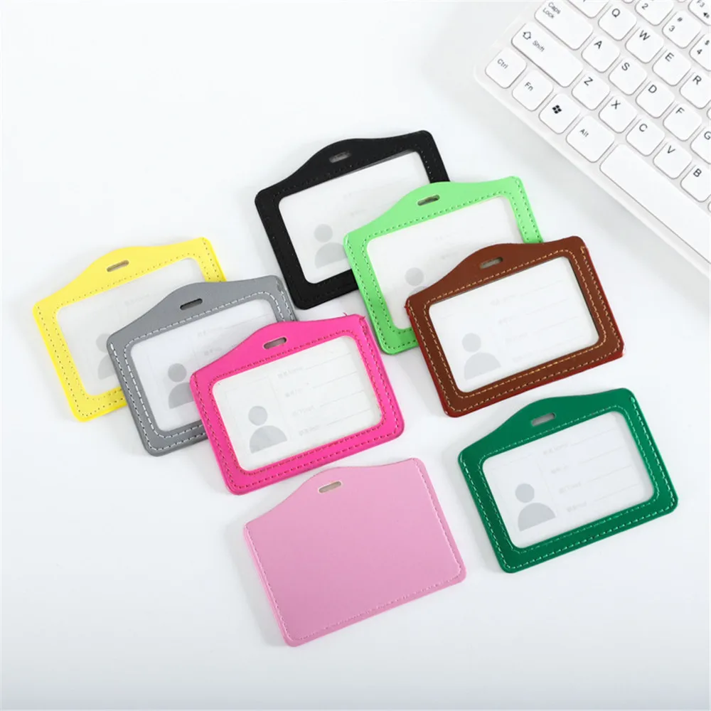 

Держатель для кредитных карт горизонтальный из ПУ кожи, однотонный футляр для удостоверения личности, визиток, выставочные принадлежности