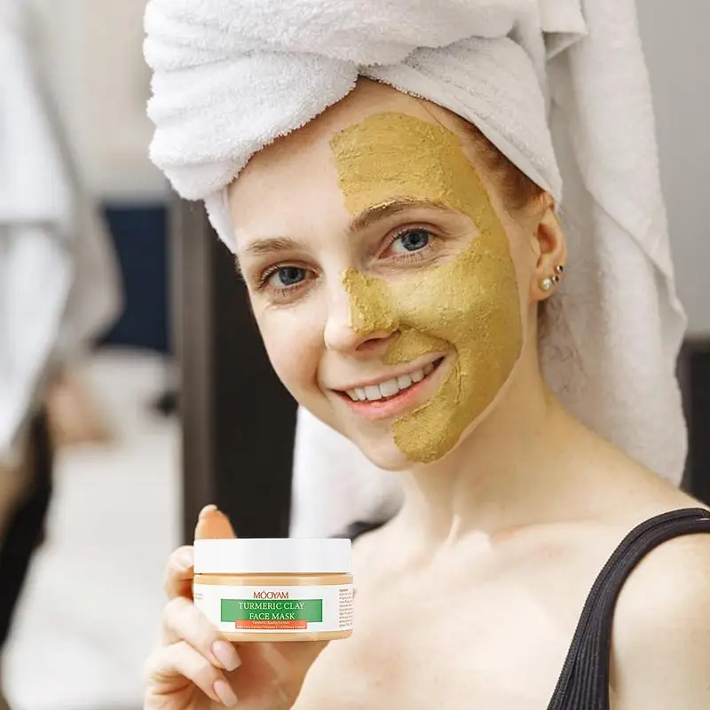 

100gTumeric Mud Anti Acne Blackheads Vitamin C Turmeric Face Clay Mask Blackheads Skin Care Brighten Aloe Deep Pores Oil-Control