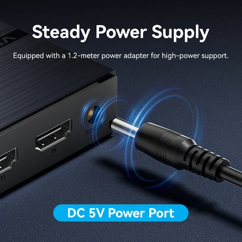 Vention 4K HDMI Splitter 1 в 8 выходов HDMI 2.0 Swicth для телевизора XBox PS5 PS4 1x8 HDMI 2.0 Переключатель с источником питания для монитора