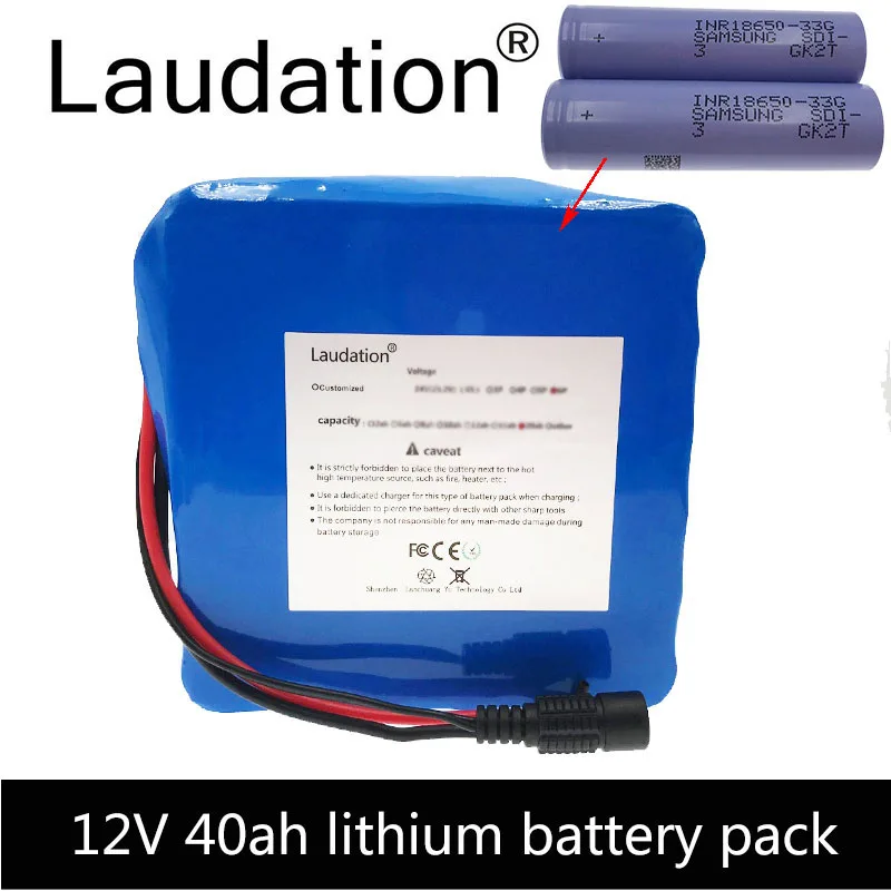 

Laudation 12v 40ah Lithium Ion Battery 18650 3S 12P High Capacity High Quality Lithium Battery Pack 11.1V 12.6V With 40 A B M S