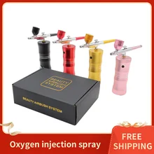 Nano Spray Hydrating Skin Conditioner Nail Art Tattoo Craft Cake Oxygen Injector Makeup Grab Air Compressor Kit Portable