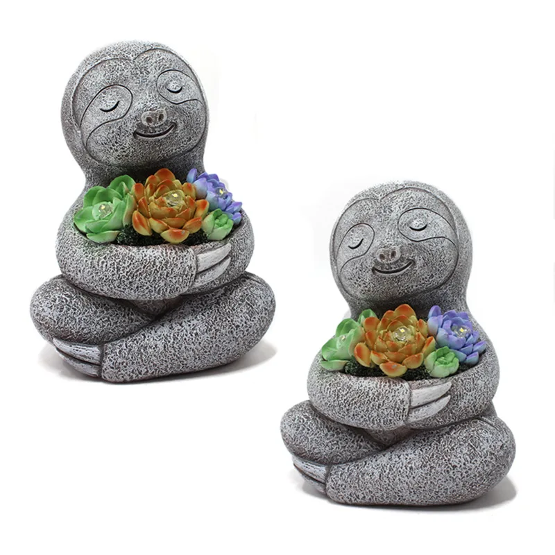 

Садовая Статуэтка на солнечной батарее, статуэтка Ленивец с искусственными лампочками, наружная скульптура, украшение для газона, садовая Ленивец, статуэтка для украшения газона