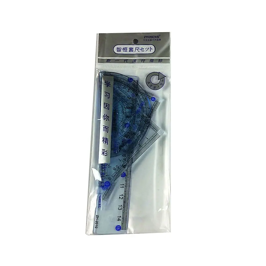

4 Pieces Rulers Scale Triangular Protractor Students Measurement Calibrated