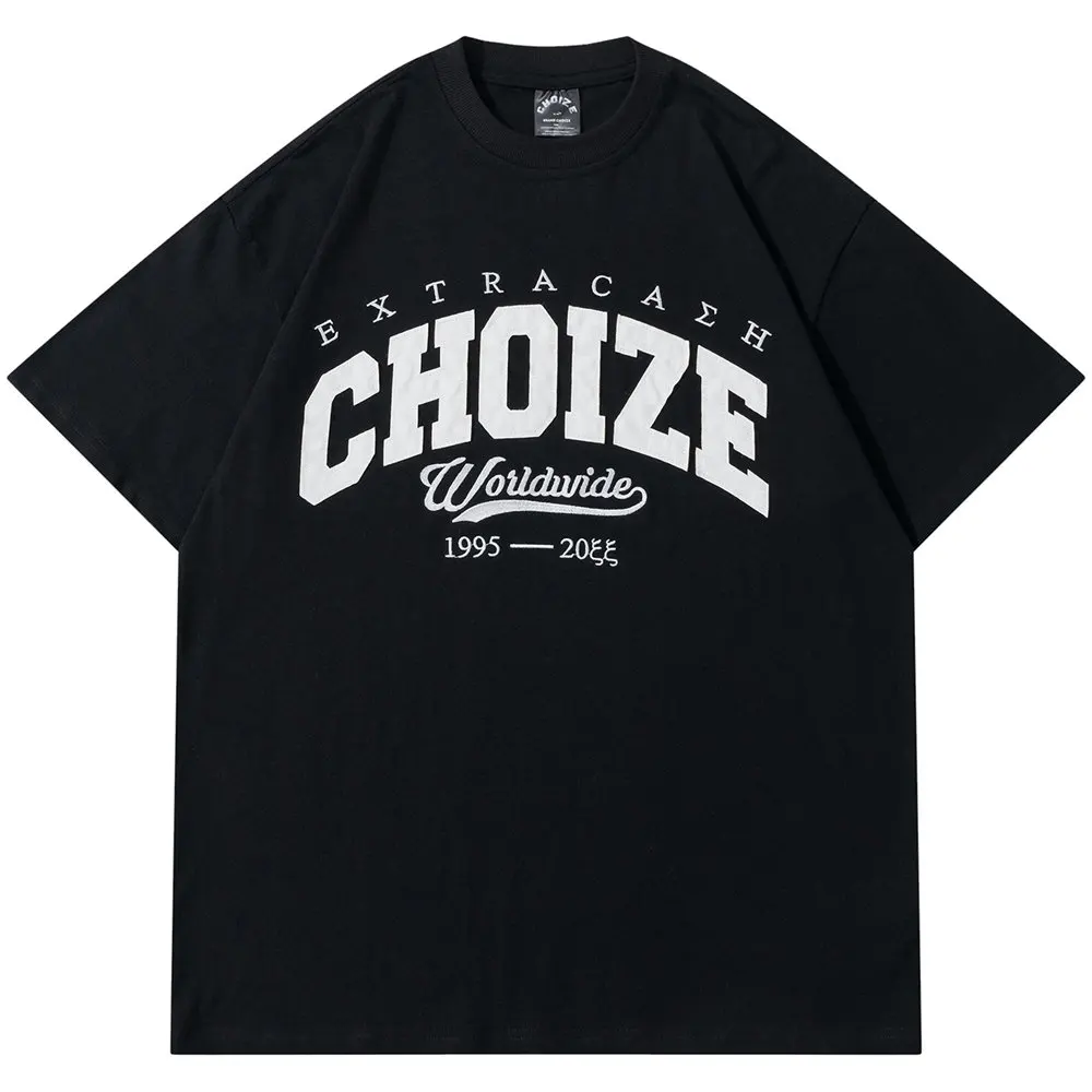 

T Shirt for Men Fashion Applique Letters Cotton O-neck Top Men T-shirt 2022 Harajuku Casual Streetwear Hip Hop Oversized T-shirt