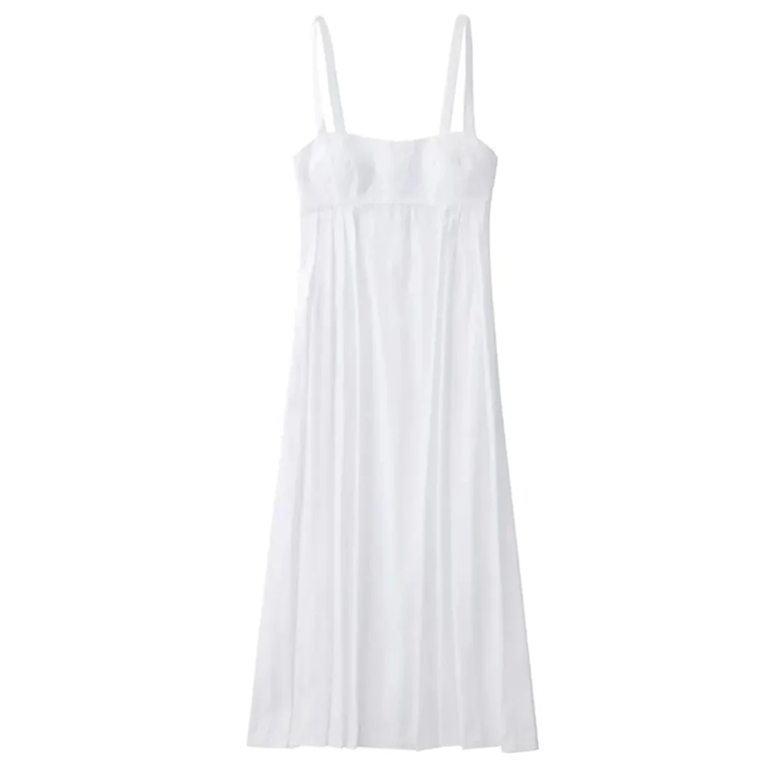 

Увядшее 2022, индийское винтажное платье из чистого белого хлопка на бретелях, летнее модное плиссированное платье средней длины, женские май...
