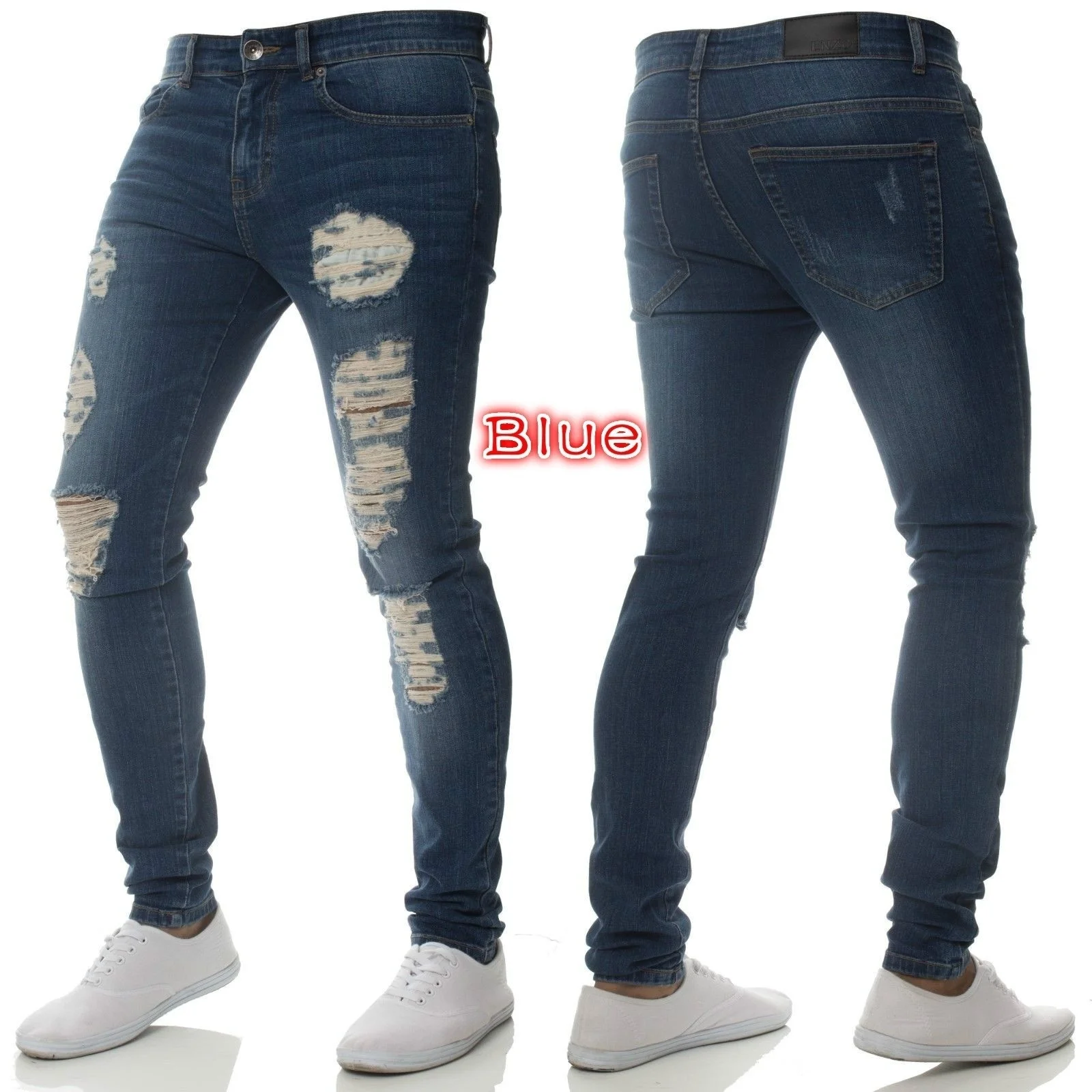 Men's Split Split Hole Bicycle Pencil Pants Slim Fit Stretch Brand Jeans Men's Clothing Tights Men's Jeans Casual Fashion JEANS