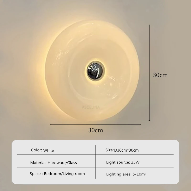 

Скандинавские светодиодные стеклянные настенные светильники, пончик, окружающая лампа для спальни, прикроватная тумбочка, прихожая, переключатель, домашний домашний декор, светильник