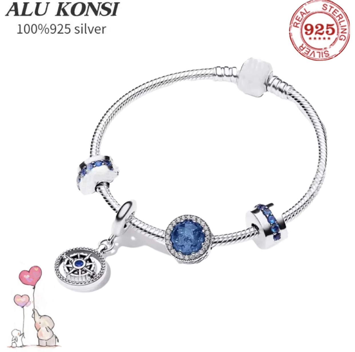 

100%925 Sterling silver European Fashion Charm Beaded Bracelet DIY Bangle For Women Couples Lover Original Gift Jewelry